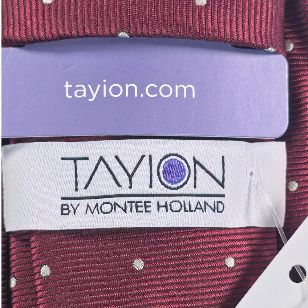Tayion Mens Tie One Size Dark Red Kappa Alpha Polka Dot Necktie NWT